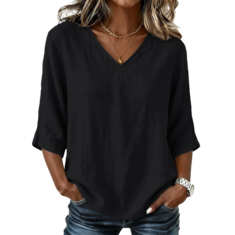 👚 -50% MAINTENANT ! ✨Blouse femme à col V – Style quotidien confortable et coupe élégante, parfaite pour le bureau et les loisirs, respirante et légère 🌸