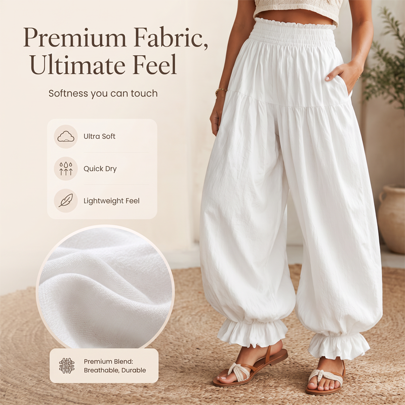 ⌛Offre à durée limitée : pantalon lanterne décontracté à ourlet volanté pour femme