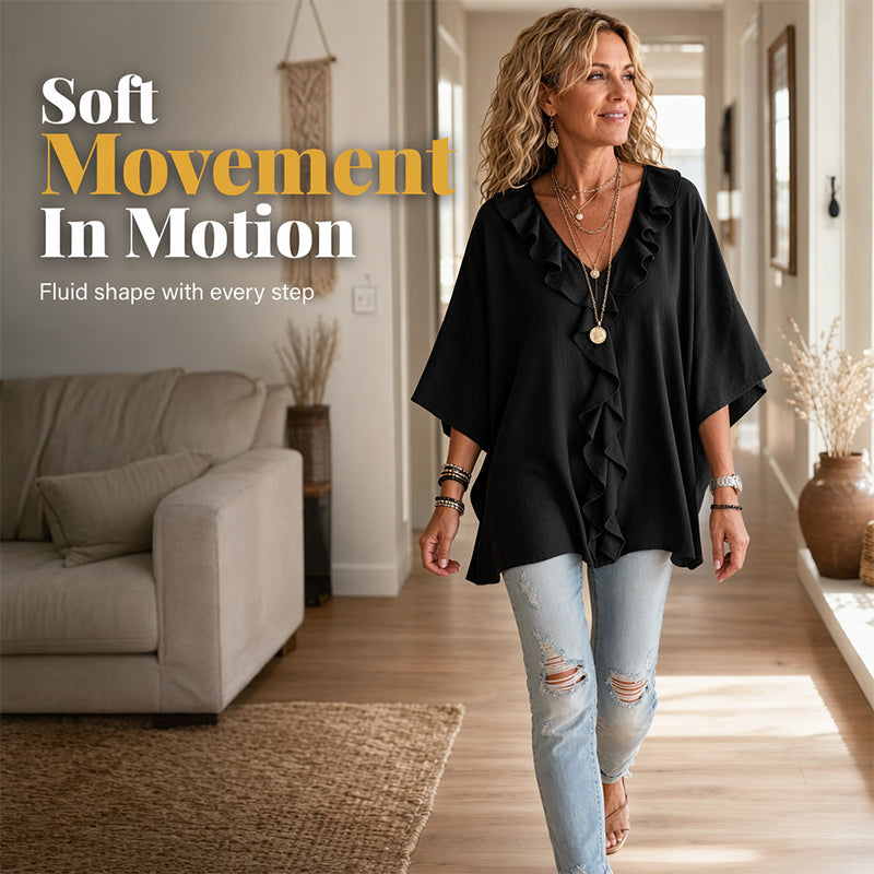🔥50% KORTING ✨ Blouse V-Hals avec Ruches – Élégante et confortable