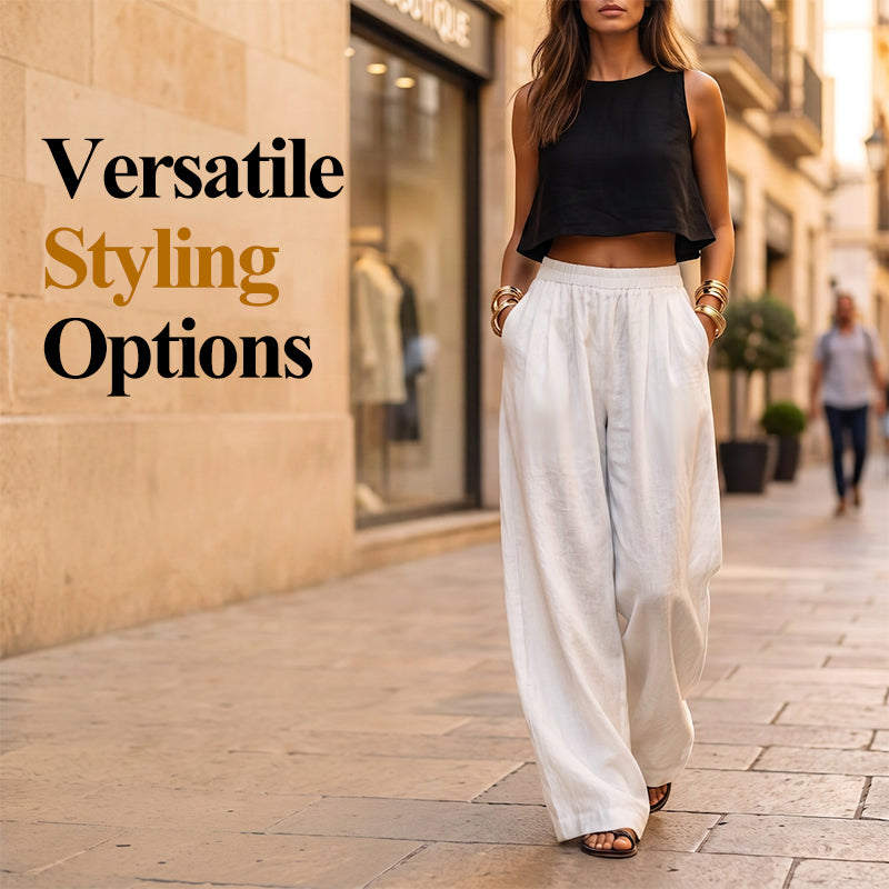 Pantalon décontracté pour femme, coupe ample et jambes larges
