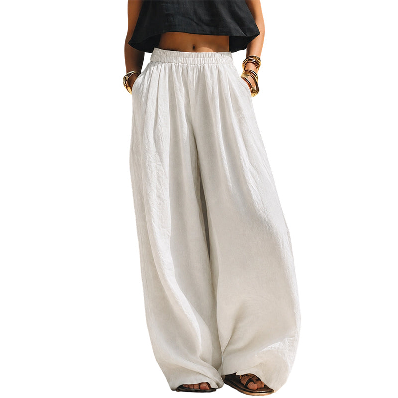 Pantalon décontracté pour femme, coupe ample et jambes larges