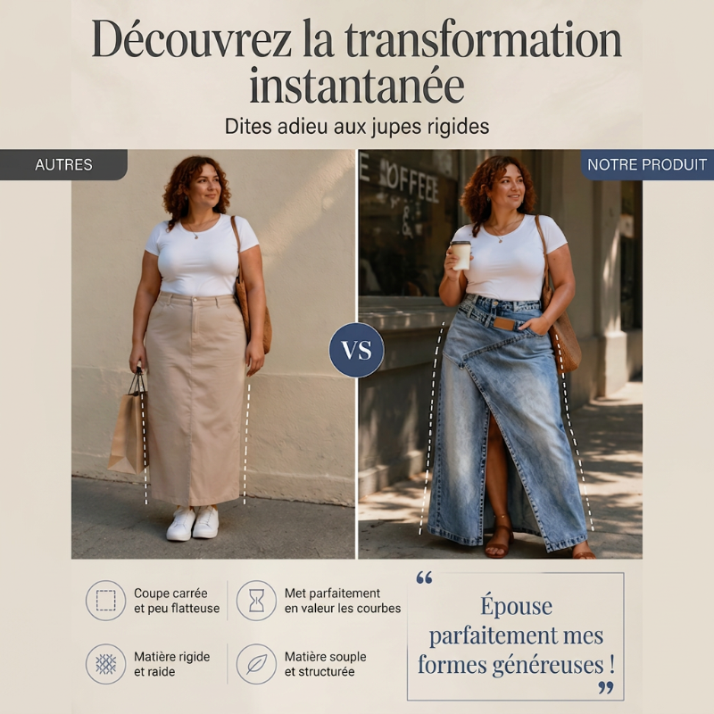 ❌ Encore aujourd'hui au prix promo – demain plein tarif ! Damen Denim-Maxirock mit mehrlagiger Taille
