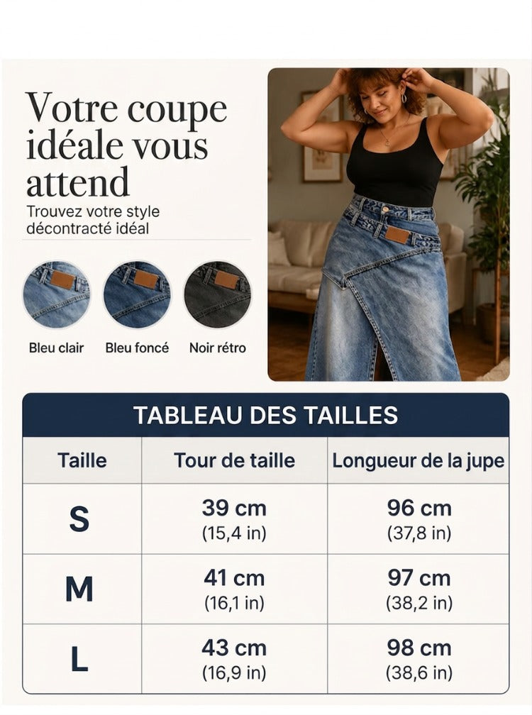 ❌ Encore aujourd'hui au prix promo – demain plein tarif ! Damen Denim-Maxirock mit mehrlagiger Taille